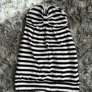 Black and white striped tube top